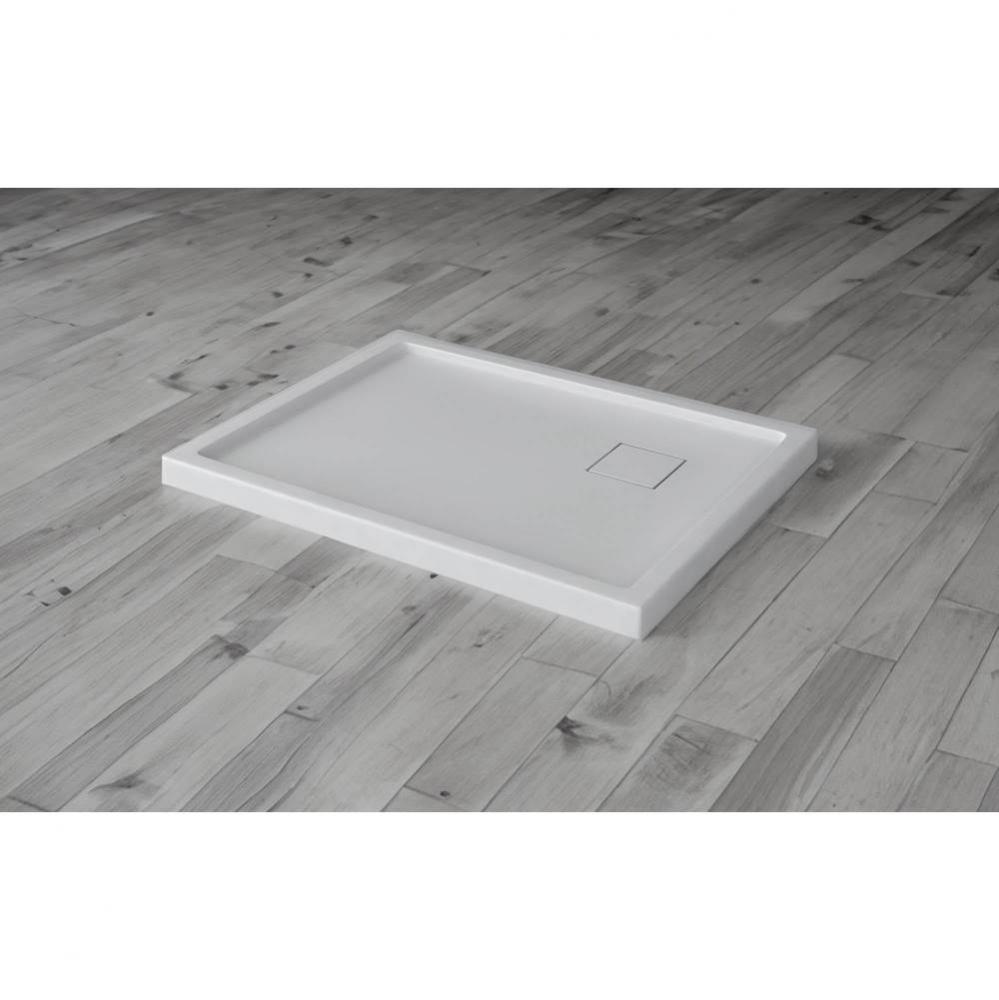 Shower Base,  Square cover corner drain , 36 x 34, Glossy White