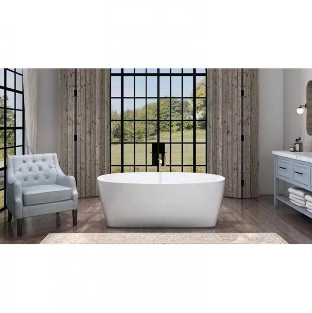 Chilko 64 x 36, Freestanding AeroMassage Bathtub, Glossy White