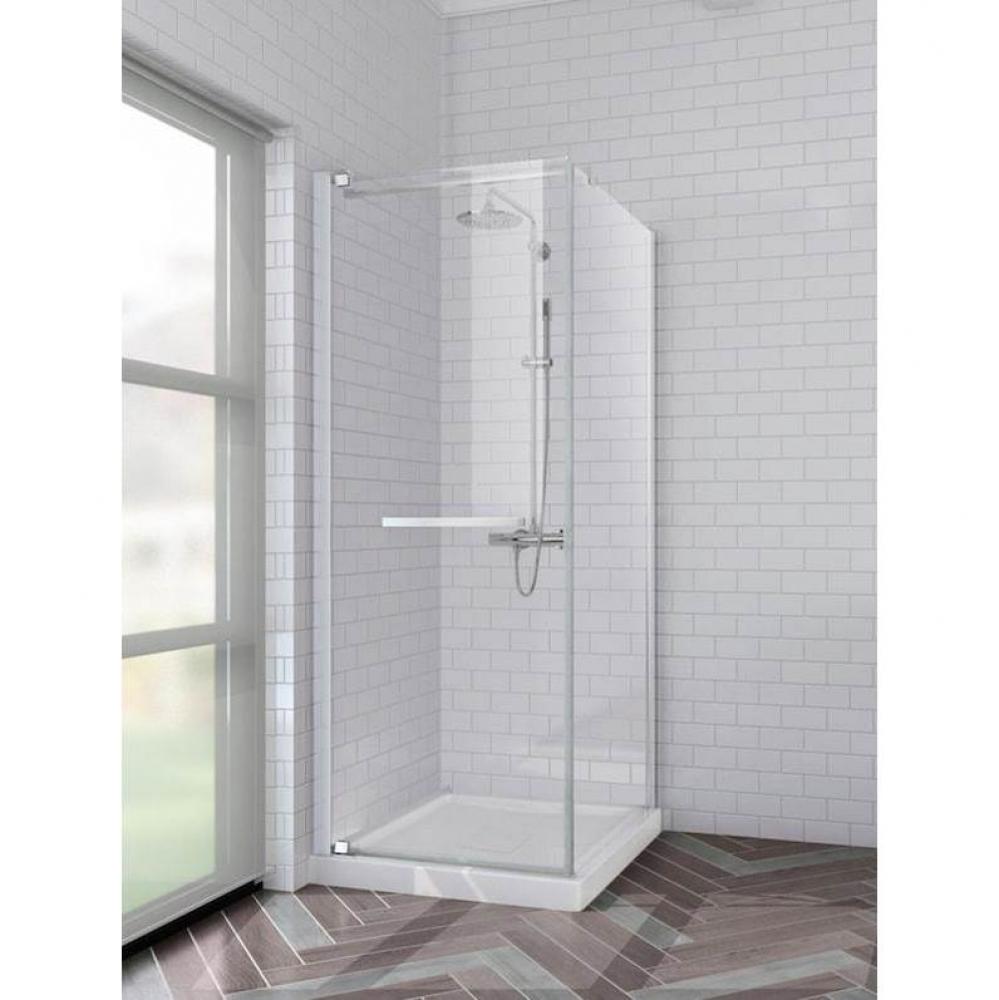 California 32, Hinged Corner  Shower Doors, Chrome