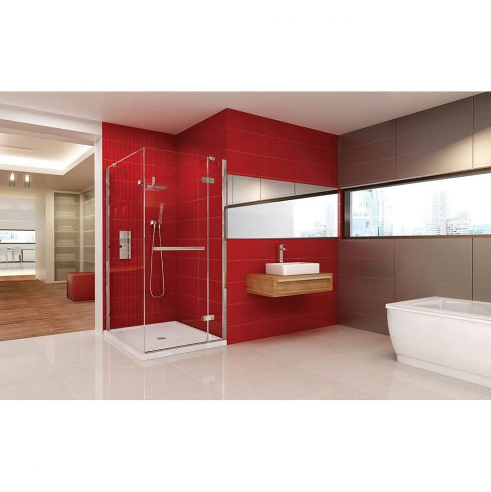 California Pivoted 36 x 32,  Shower Doors, Chrome, 8mm Clear treated glass