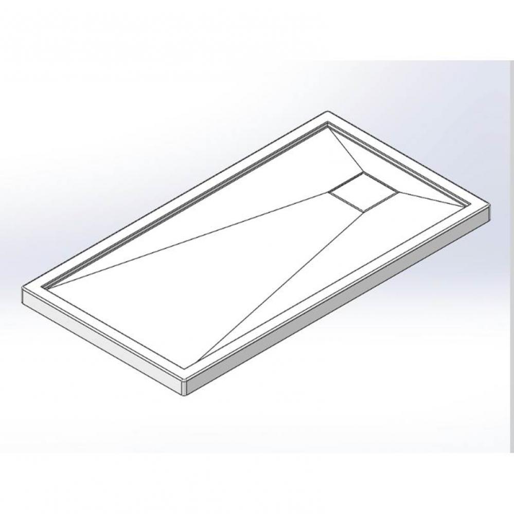 Shower Base,  Square cover drain , 48 x 32, Glossy White