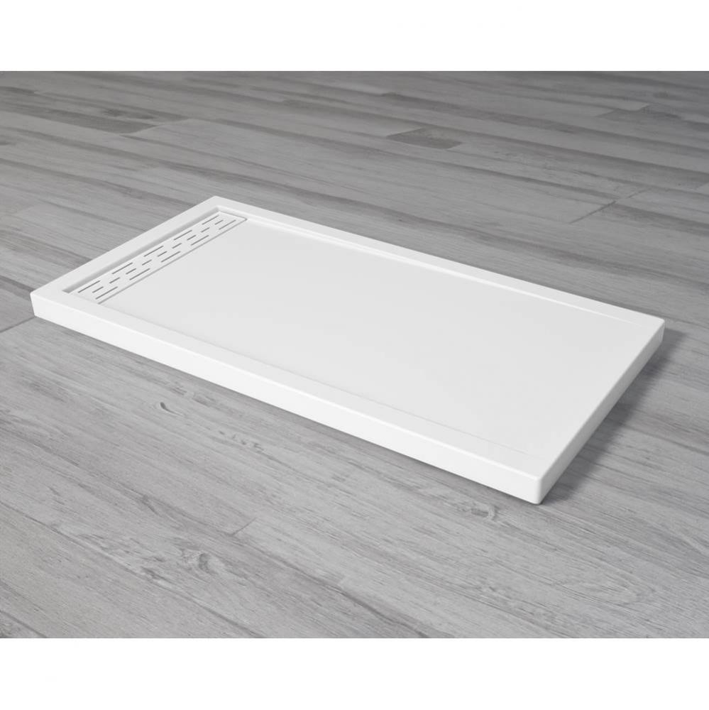 Shower Base,  Linear drain cover  , 48 x 36, Glossy White