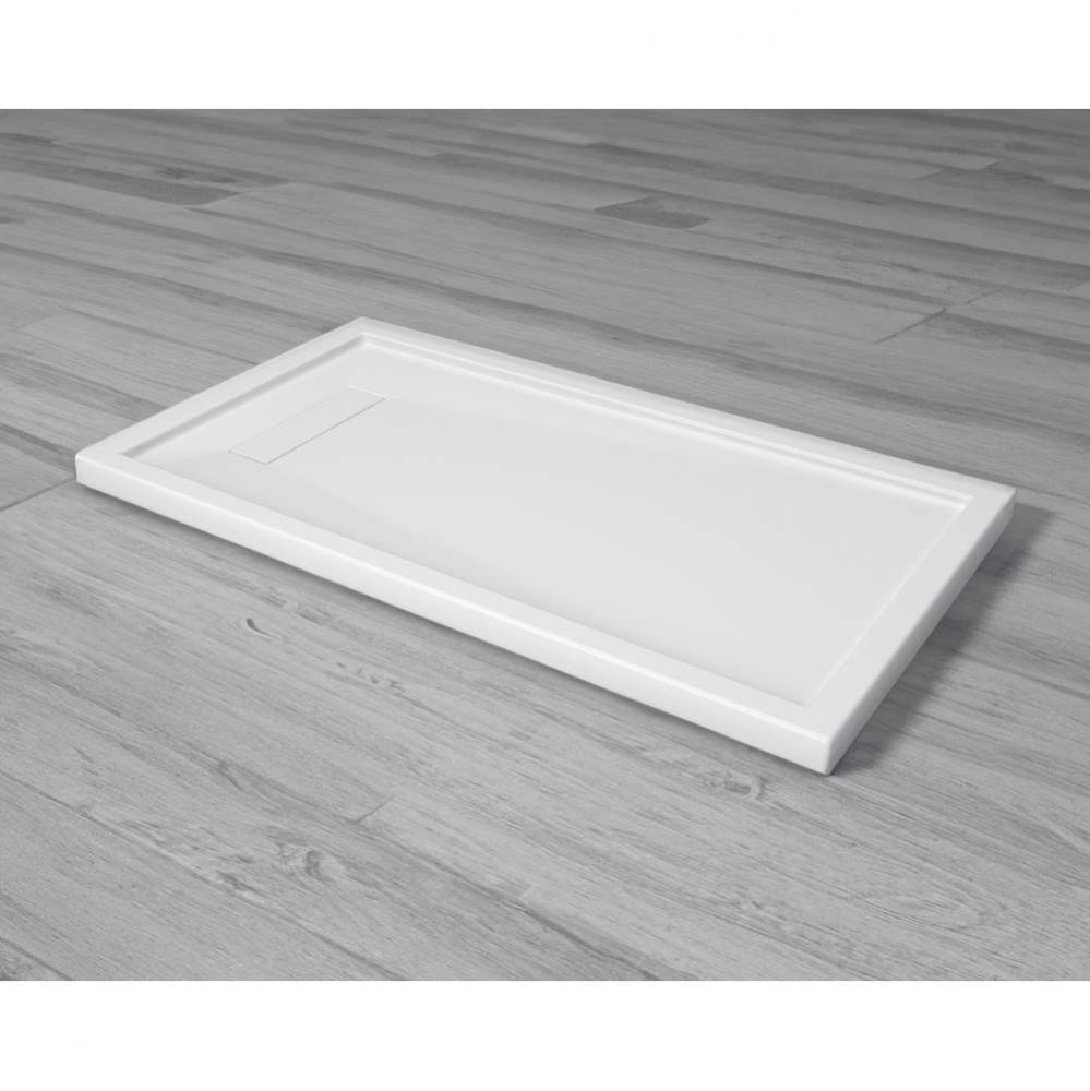 Shower Base,  Rectangular end cover drain , 66 x 36, Glossy White