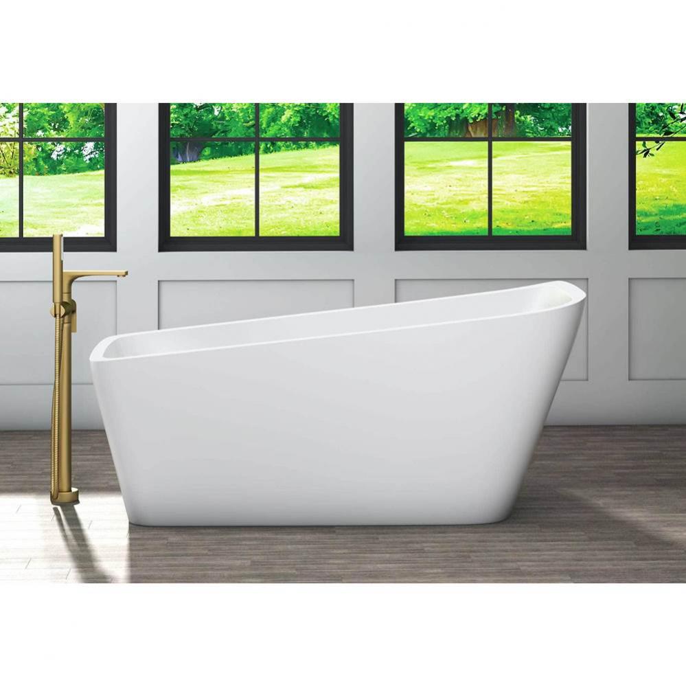 Sikome Freestanding 63 x 31, AeroMassage Bathtub, Glossy White