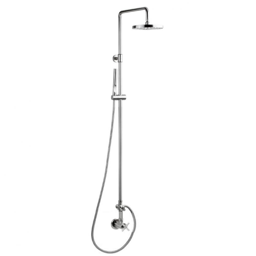 Wall Mounted Single Supply Shower - ''Smooth'' Cross Handle Valve, 8'&apo