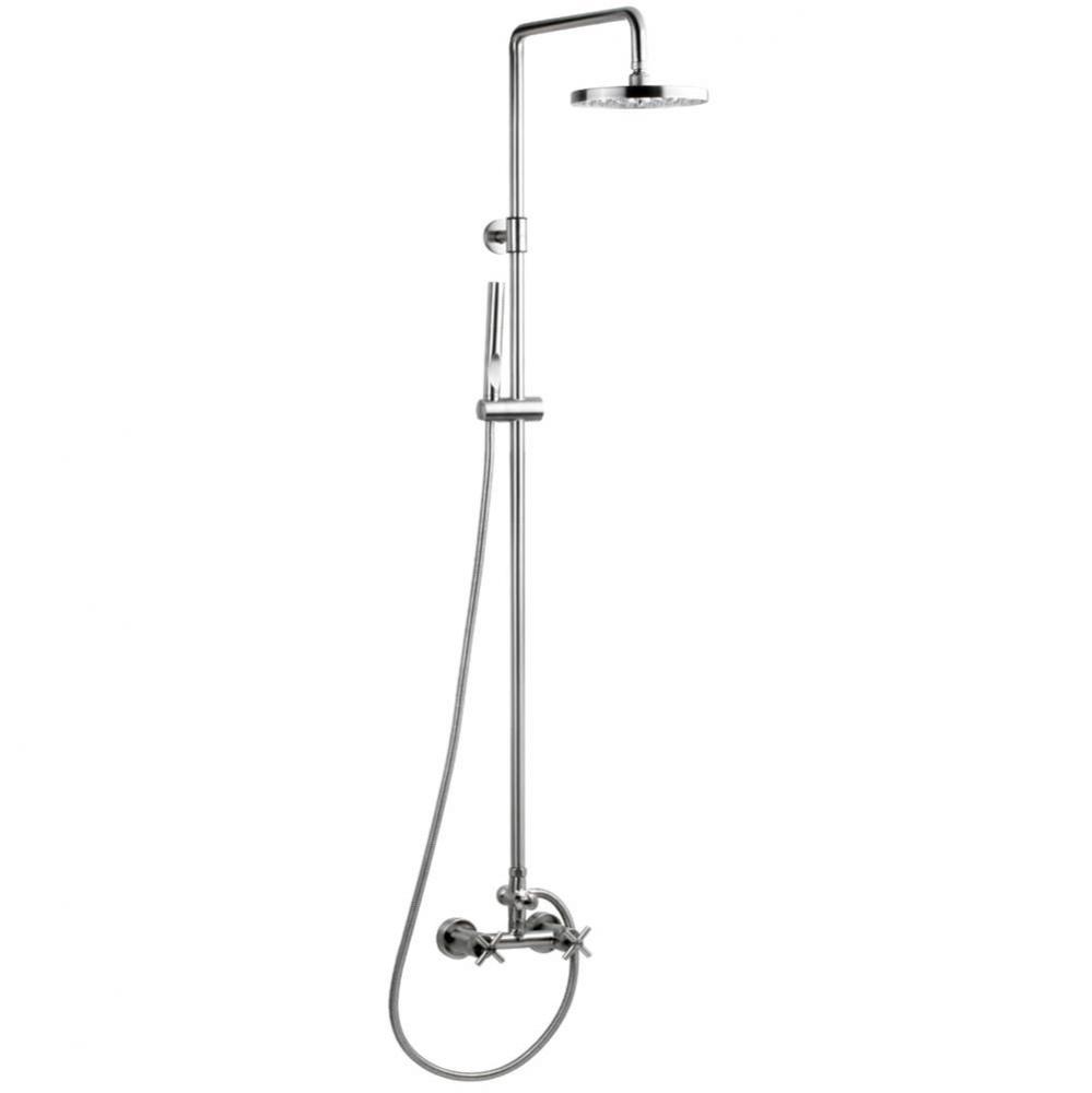 Wall Mount Hot & Cold Shower - ''Smooth'' Cross Handle Valve, 8'&apos