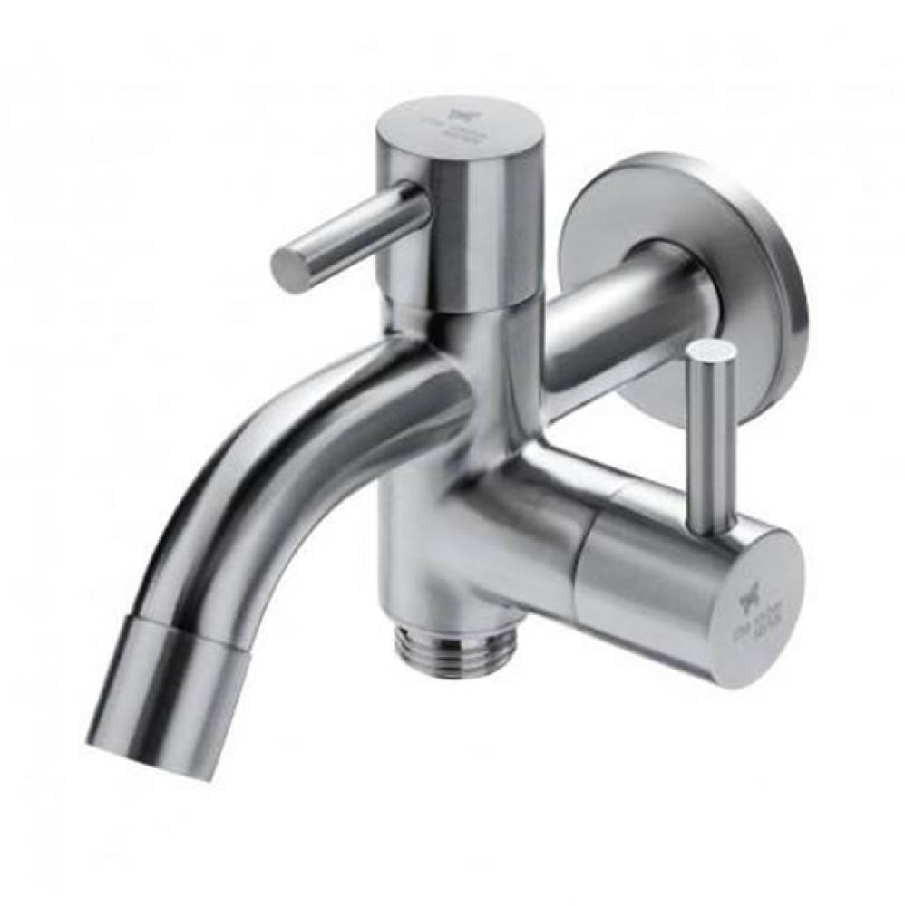 Wall Mount Single Supply Combo Faucet - Aerating Faucet and 1/2'' Hose Threads with 3/4&