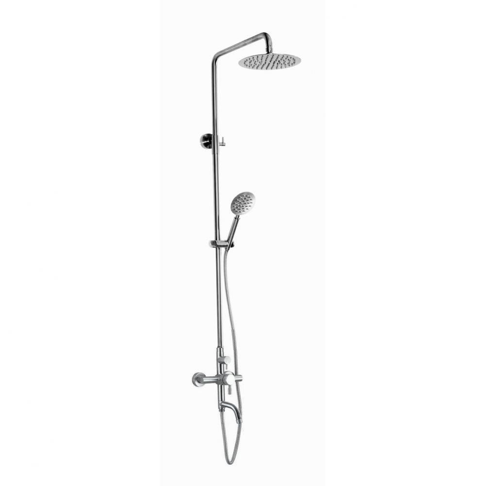 Wall Mount Hot & Cold Shower - Lever Handle Valve, 8'' Shower Head, Hand Spray &