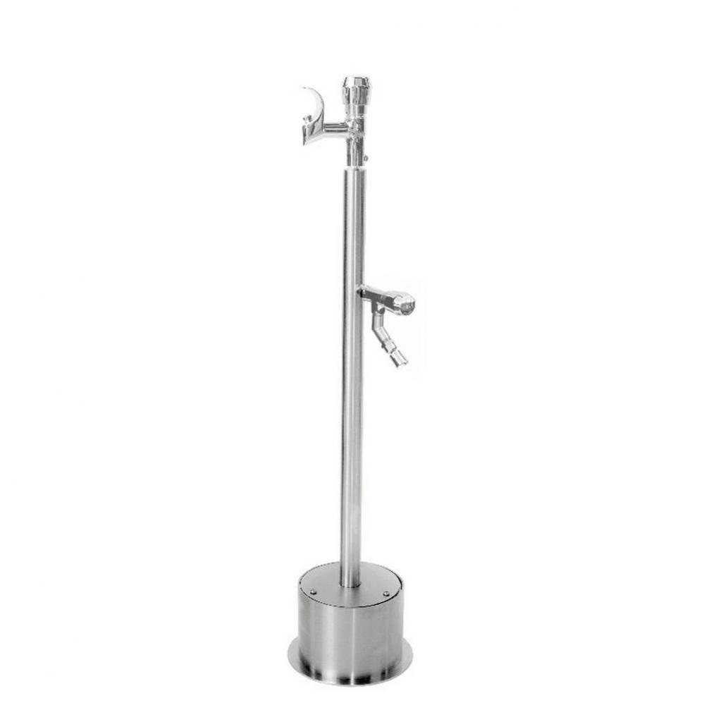 Free Standing Single Supply ADA Metered Drinking Fountain and Foot Shower