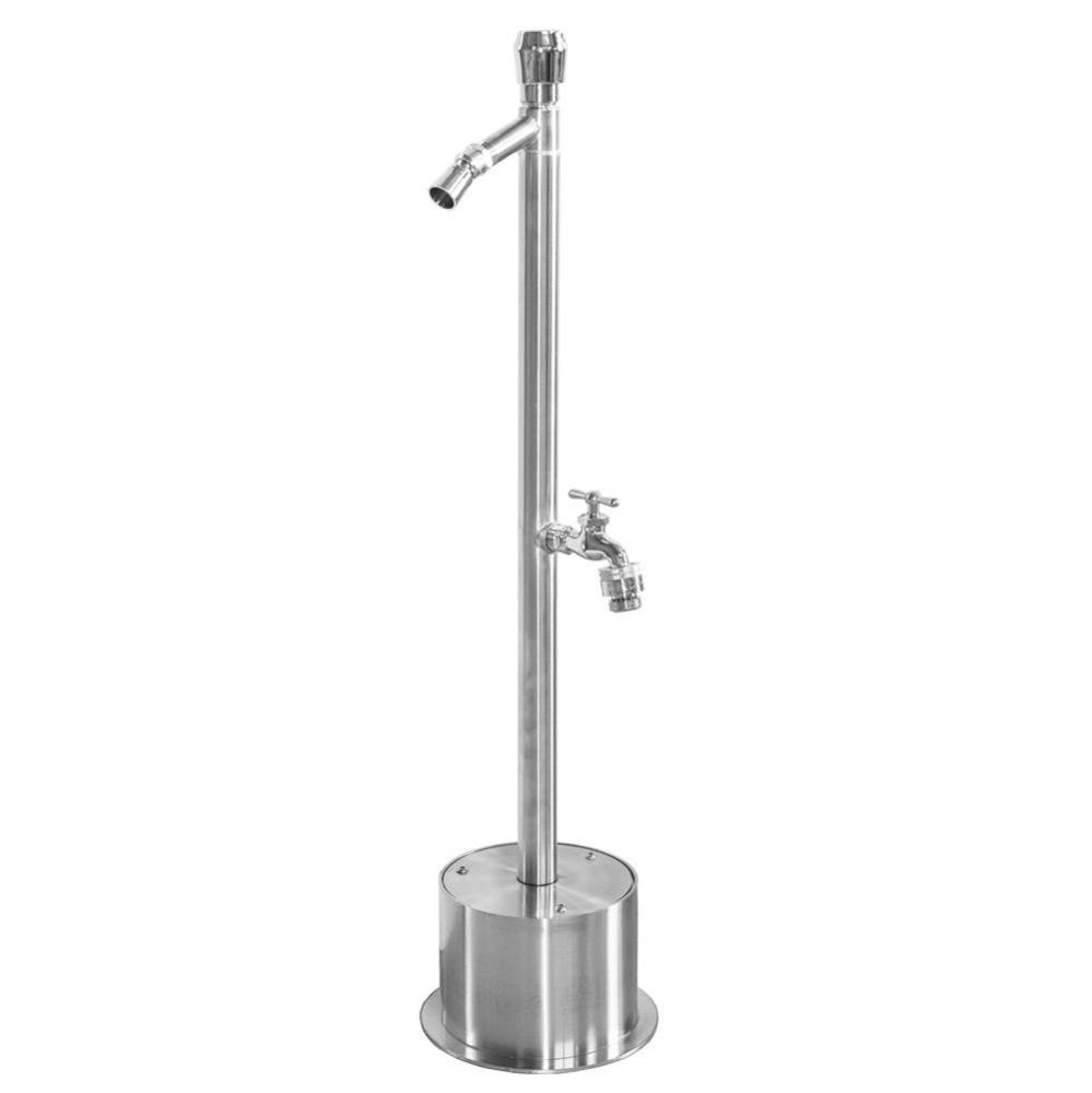 Free Standing Single Supply ADA Metered Foot Shower, Hose Bibb