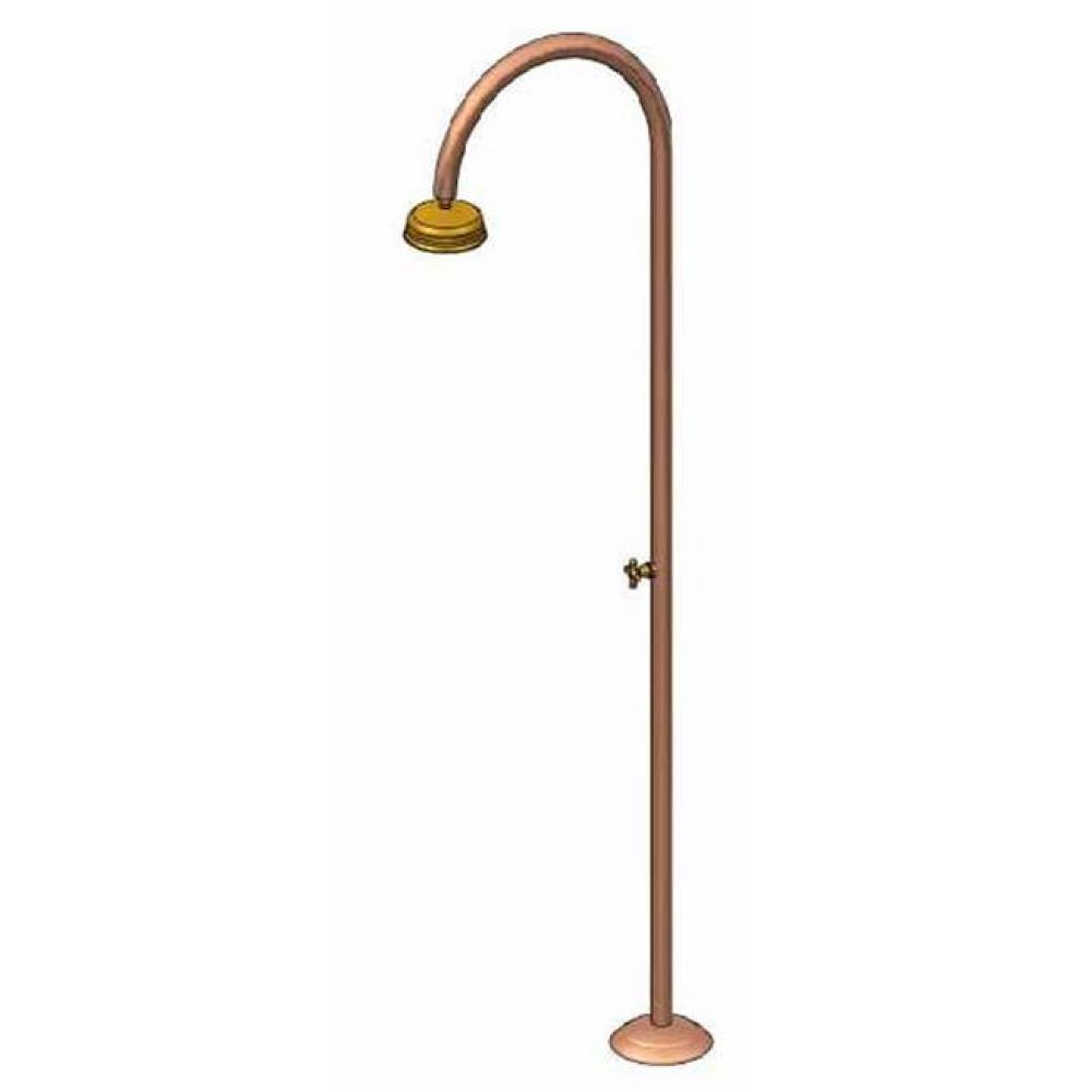 ''Origo'' Free Standing Single Supply Copper Shower Unit - 8'' Brass