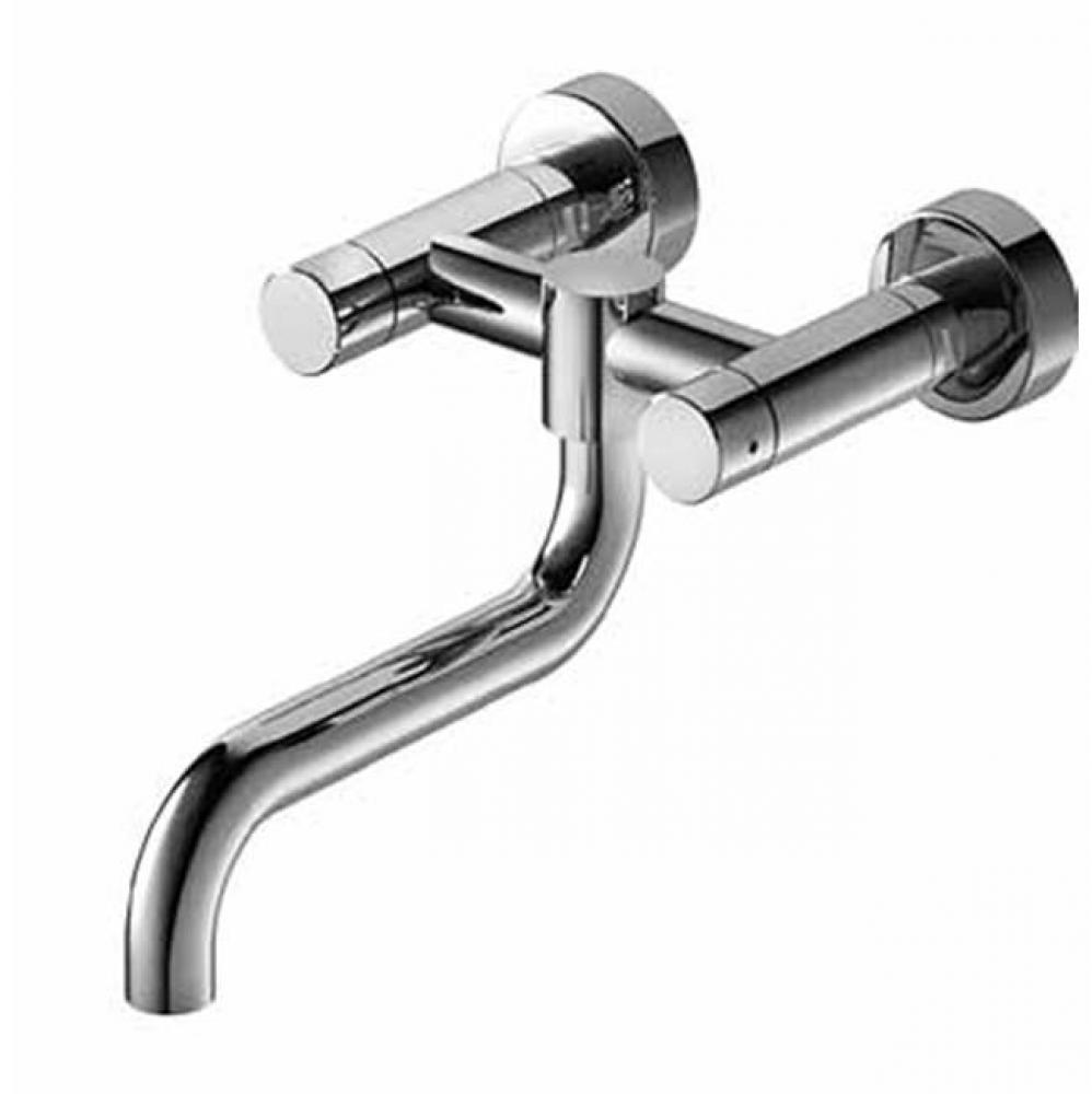 ''Waterline'' Hot & Cold Supply Wall Mount Kitchen Sink Faucet with Swivel