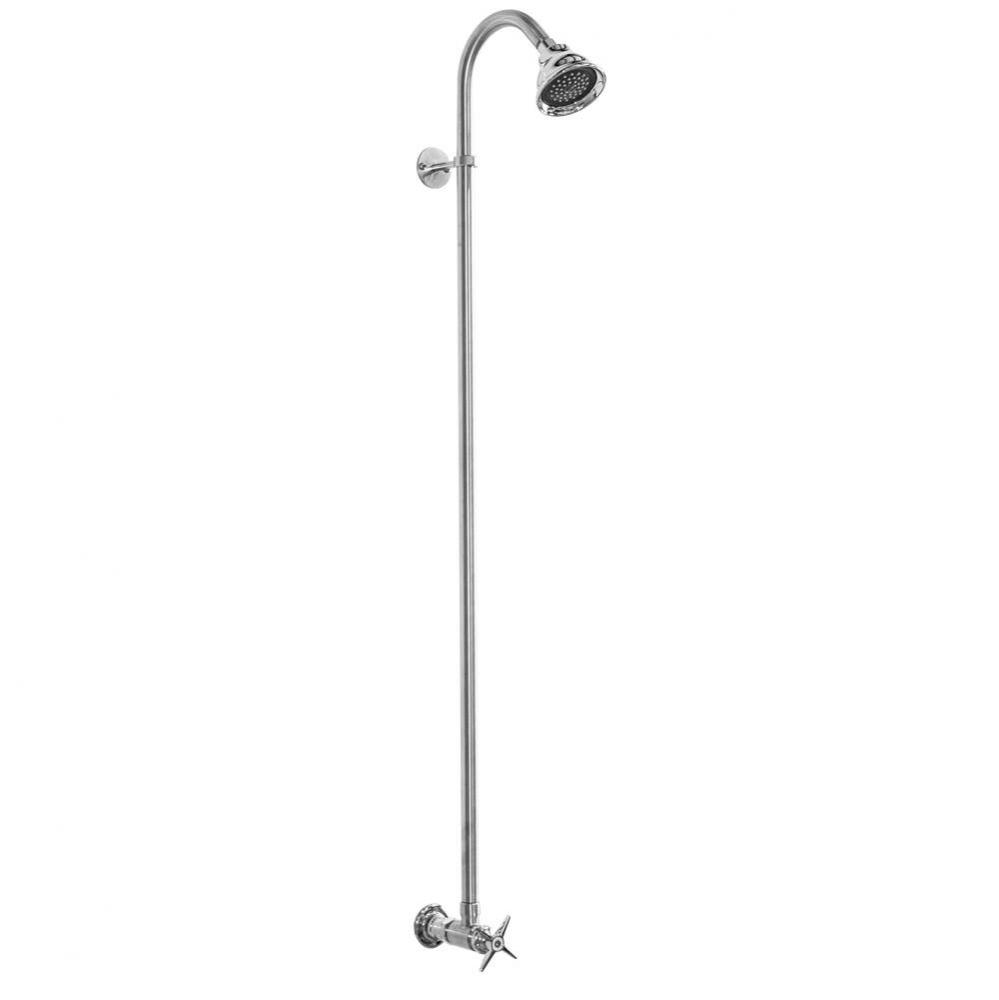 Wall Mount Single Supply Shower - Cross Handle Valve, 3'' Shower Head