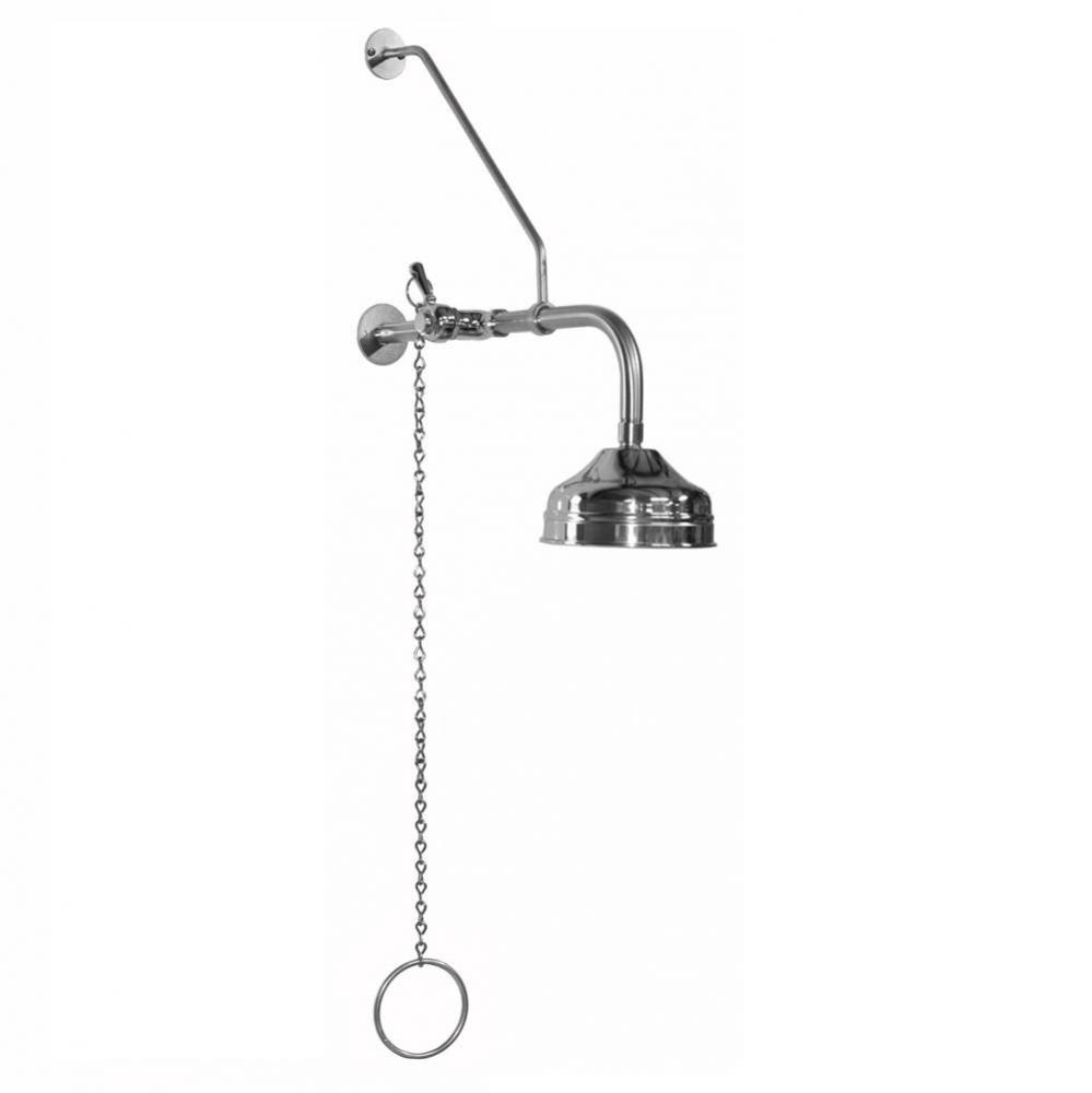 Wall Mount Single Supply Shower - Pull Chain Valve, 6'' Shower Head