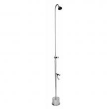 Outdoor Shower BS-1200-ADA - Free Standing Single Supply Shower - ADA Metered Valve, 3'' Shower Head, Foot Shower