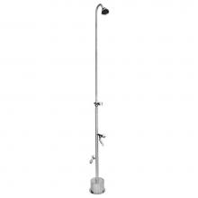 Outdoor Shower BS-2000-ADA - Free Standing Single Supply Shower - ADA Metered Valve, 3'' Shower Head, Hose Bibb, Foot