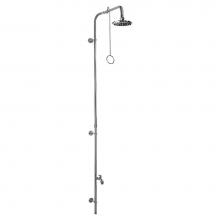 Outdoor Shower PM-500-PCV - Wall Mount Single Supply Shower - Pull Chain Valve, 8'' Shower Head, Hose Bibb