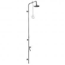 Outdoor Shower PM-600-PCV-CHV - Wall Mount Single Supply Shower - Pull Chain Valve, 8'' Shower Head, Cross Handle Foot S