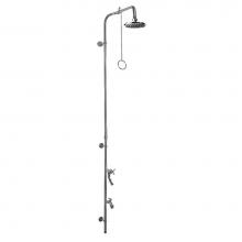 Outdoor Shower PM-750-PCV-ADA - Wall Mount Single Supply Shower - Pull Chain Valve, 8'' Shower Head, Hose Bibb, ADA Mete
