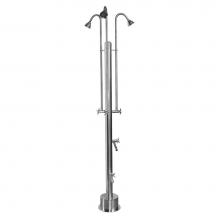 Outdoor Shower PS-3300-3X-CHV - Free Standing Single Supply Shower - Cross Handle Valves, Three 3'' Shower Heads, Foot S