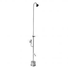 Outdoor Shower PSDF-1500-ADA - Free Standing Single Supply Shower - ADA Metered Valve, 3'' Shower Head, Hose Bibb, Drin