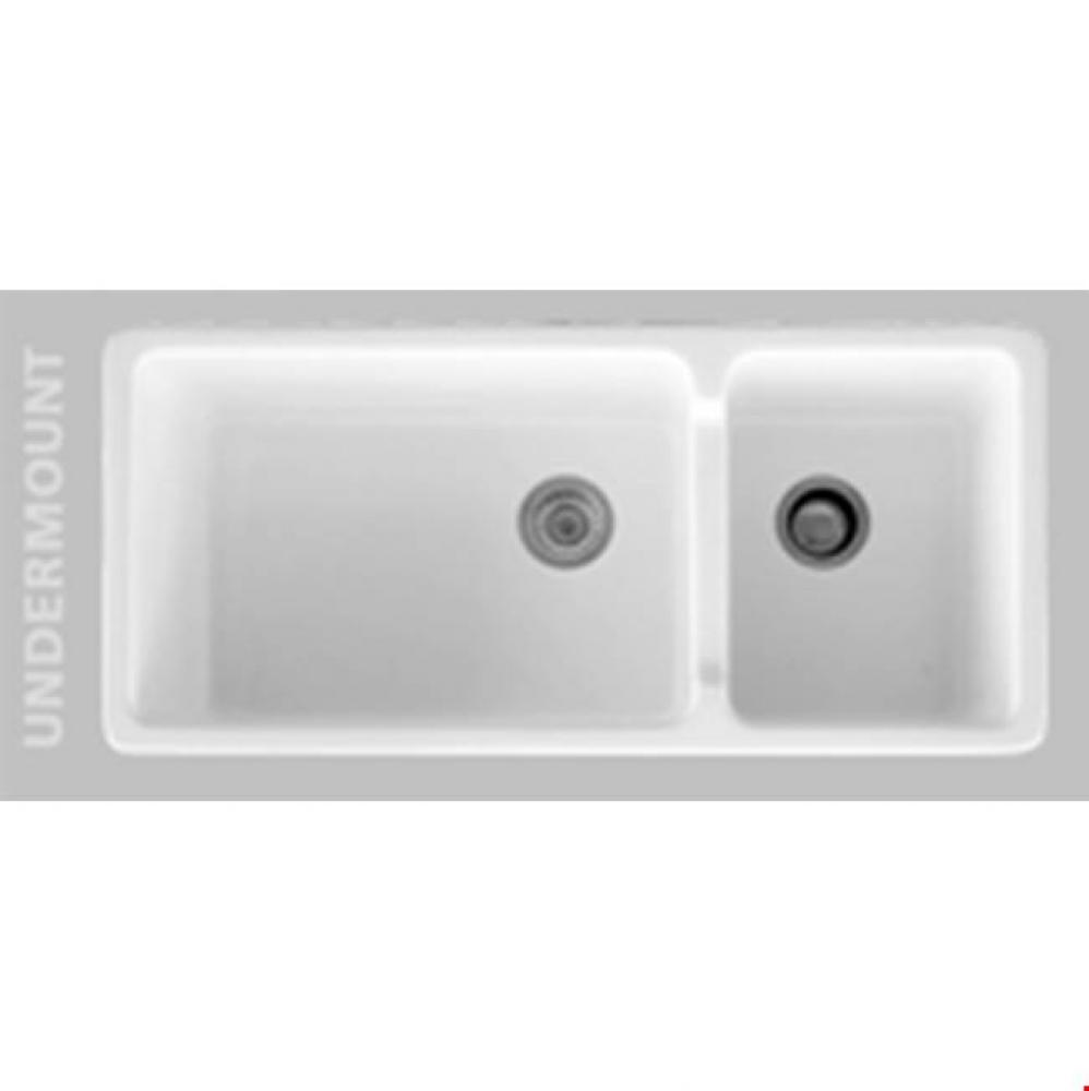39x18 Double bowl fireclay sink  Large Bowl