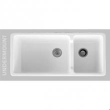 Oliveri 2286FC - 39x18 Double bowl fireclay sink  Large Bowl
