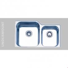 Oliveri 610U - Double bowl offset Undermount Generous basin left Mini Basin right 31 1/8''x 20