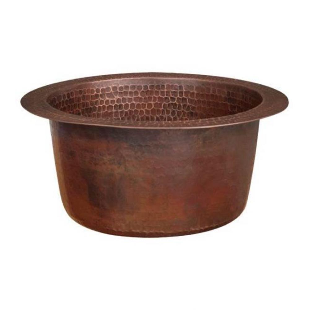 10'' Round Hammered Copper Bar Sink With 2'' Drain Opening