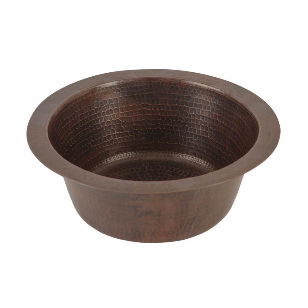 12'' Round Hammered Copper Bar Sink w/ 2'' Drain Size
