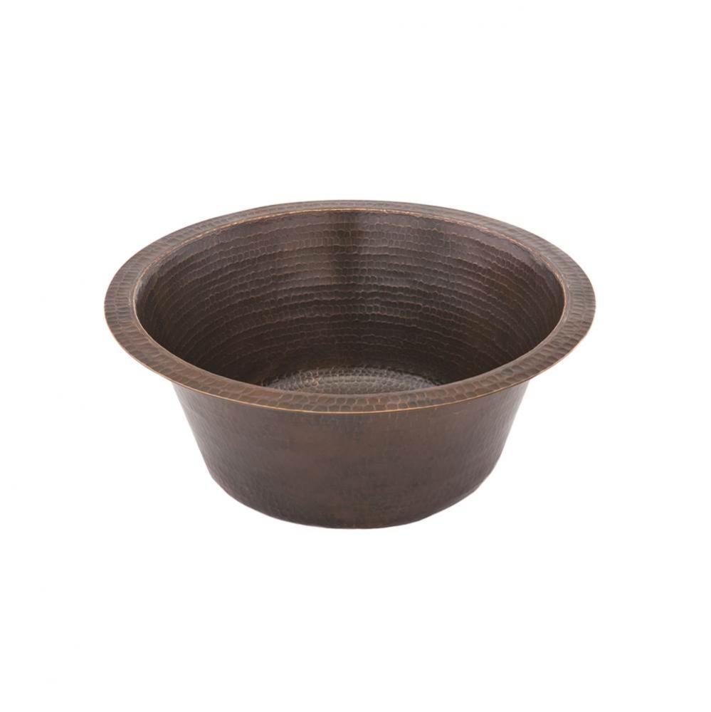 16'' Round Hammered Copper Bar Sink w/ 2'' Drain Size