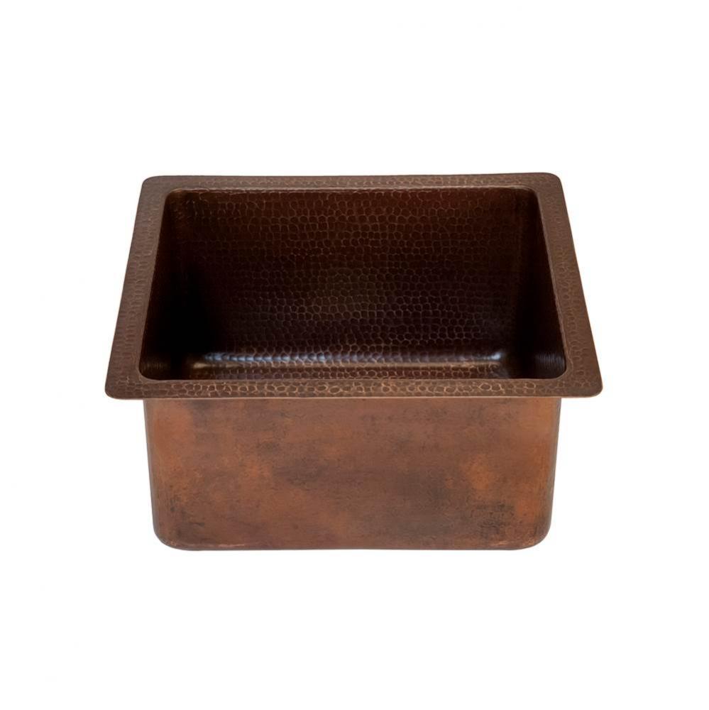 16'' Gourmet Rectangular Hammered Copper Bar/Prep Sink