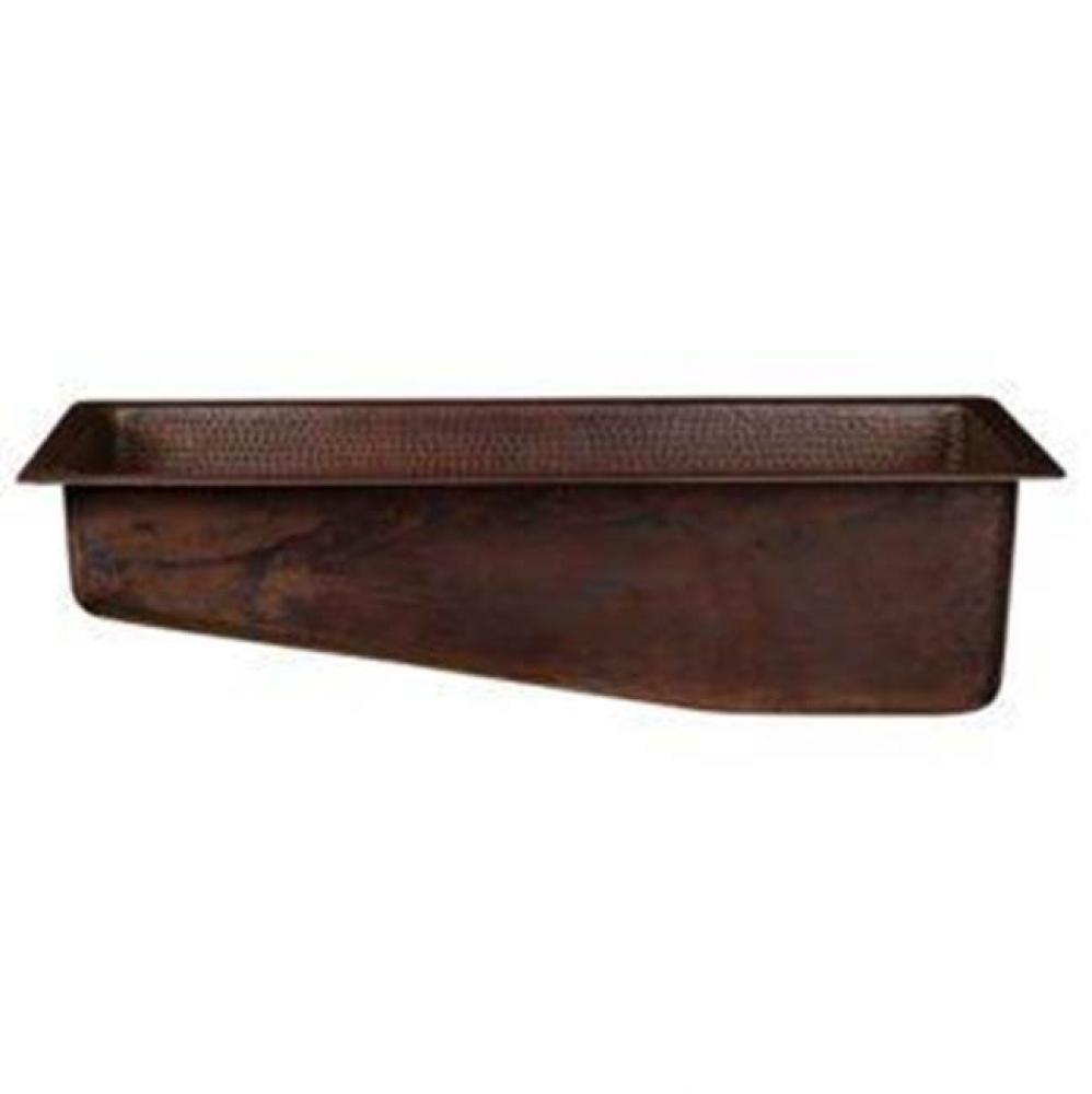 28'' Rectangle Hammered Copper Slanted Bar/Prep Sink with 3.5'' Drain Opening
