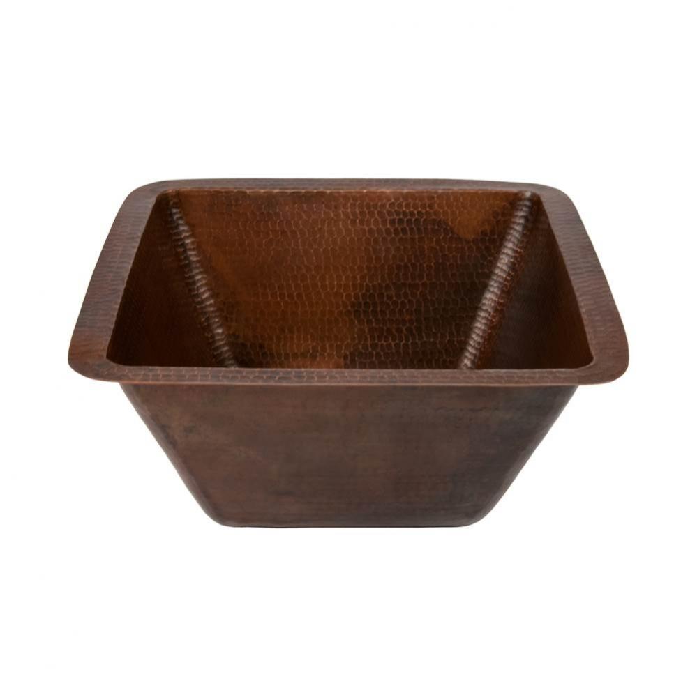 15'' Square Hammered Copper Bar/Prep Sink w/ 3.5'' Drain Size