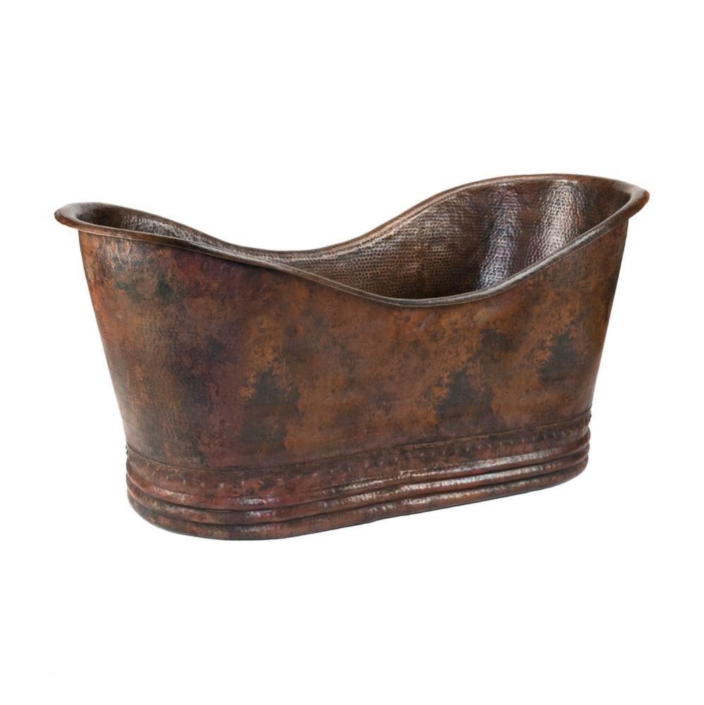 67'' Hammered Copper Double Slipper Bathtub