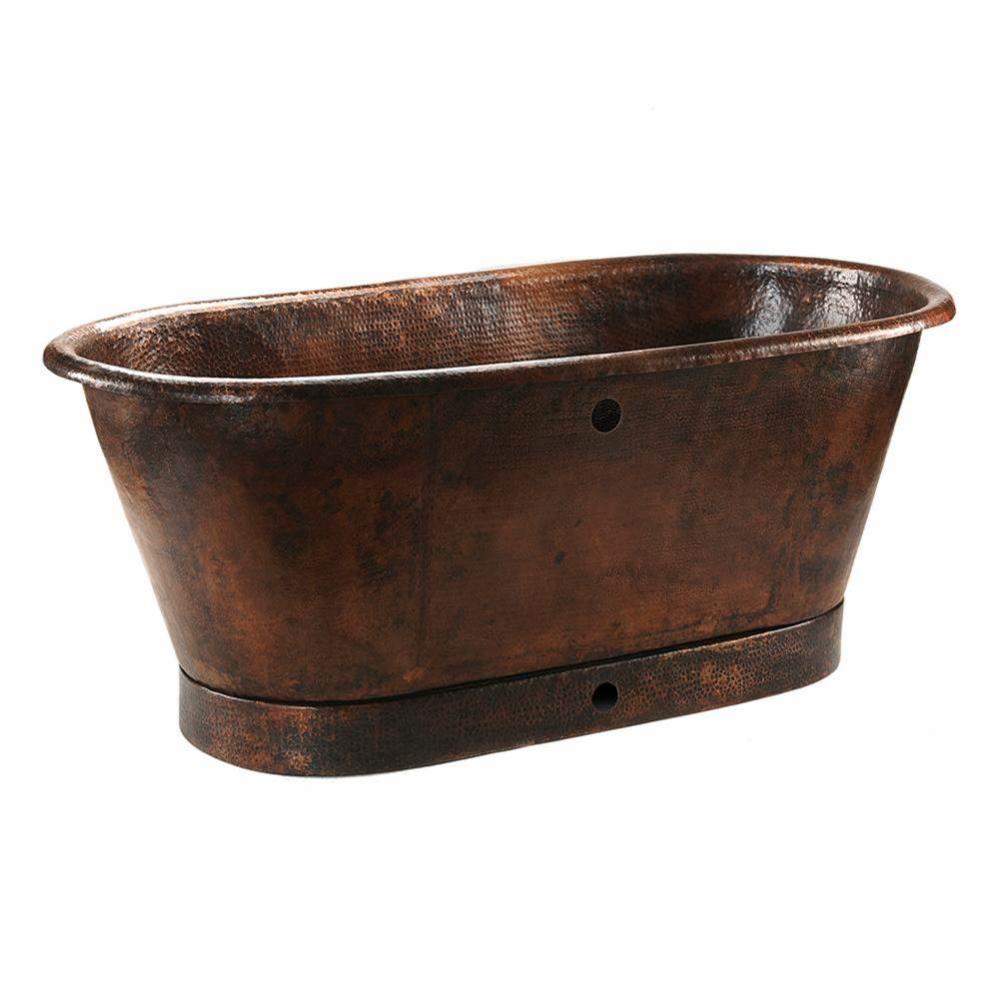 72'' Hammered Copper Modern Style Bathtub with Overflow Holes