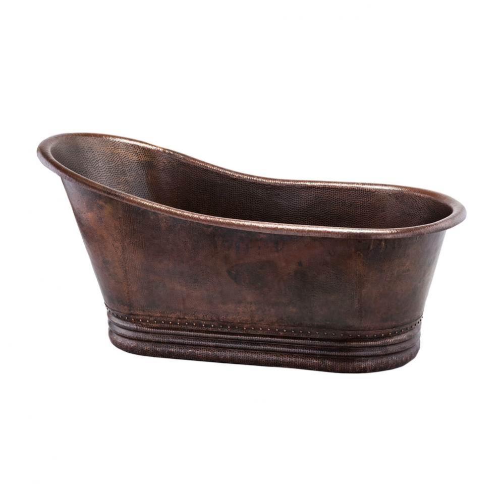 67'' Hammered Copper Single Slipper Bathtub