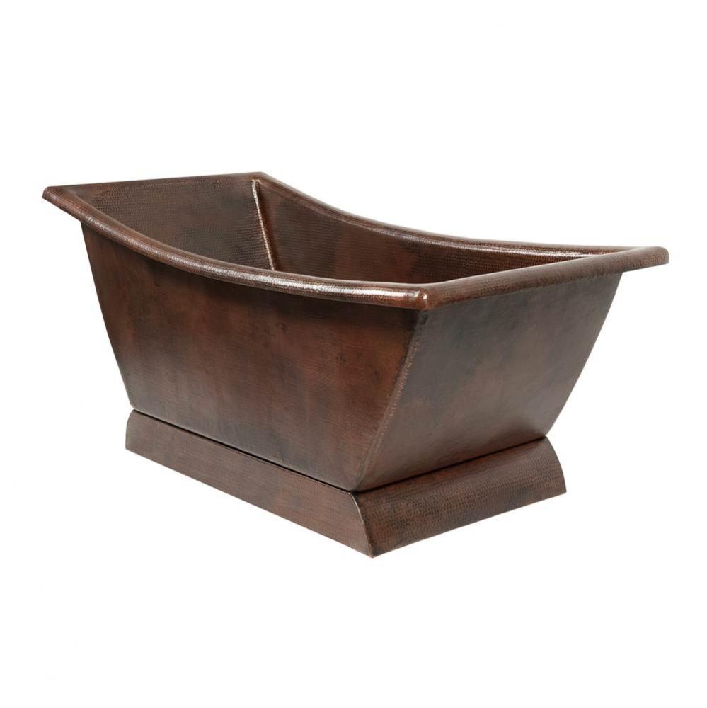 67'' Hammered Copper Canoa Single Slipper Bathtub