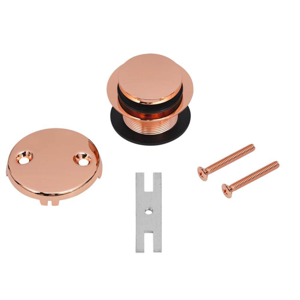 Tub Drain Trim and Two-Hole Overflow Cover for Bath Tubs - Polished Copper