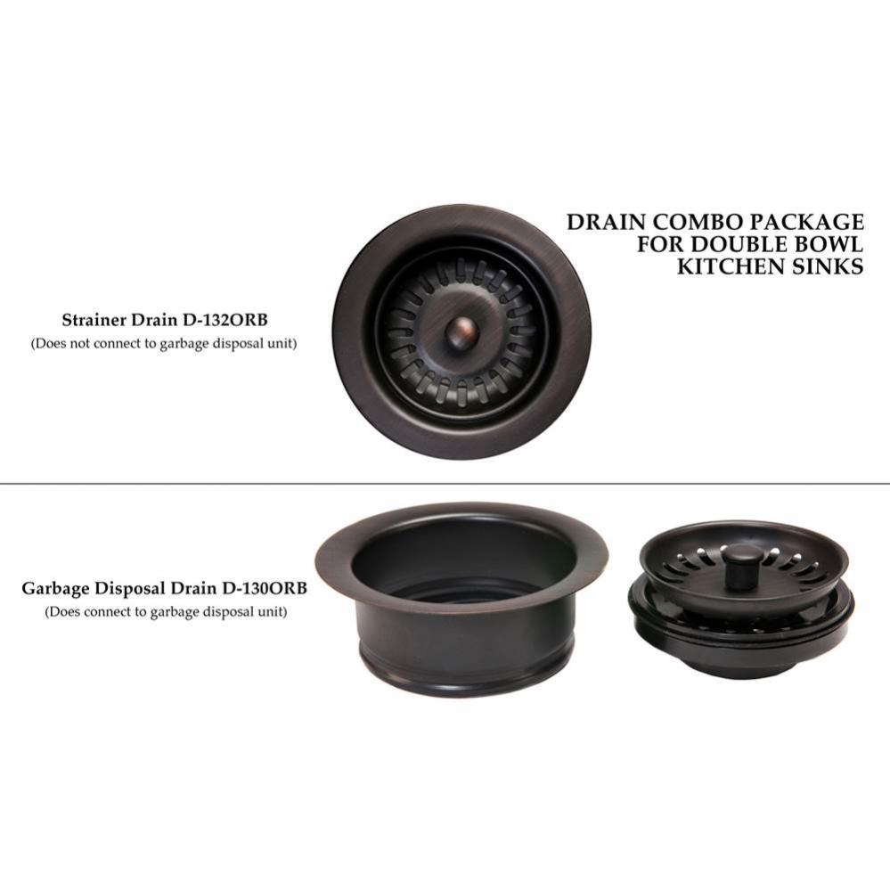 Drain Combination Package for Double Bowl Kitchen Sinks - Oil Rubbed Bronze