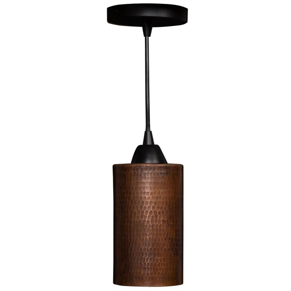 Hand Hammered Copper 4'' Round Cylinder Pendant Light