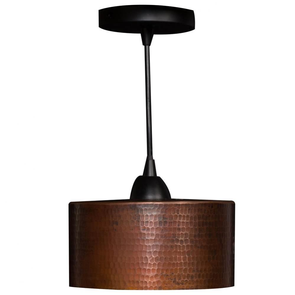 Hand Hammered Copper 8'' Round Cylinder Pendant Light