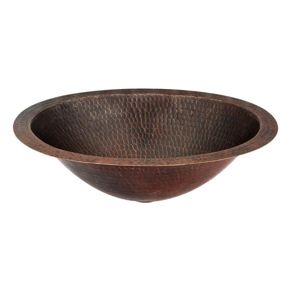 15'' Oval Under Counter Hammered Copper Bathroom Sink