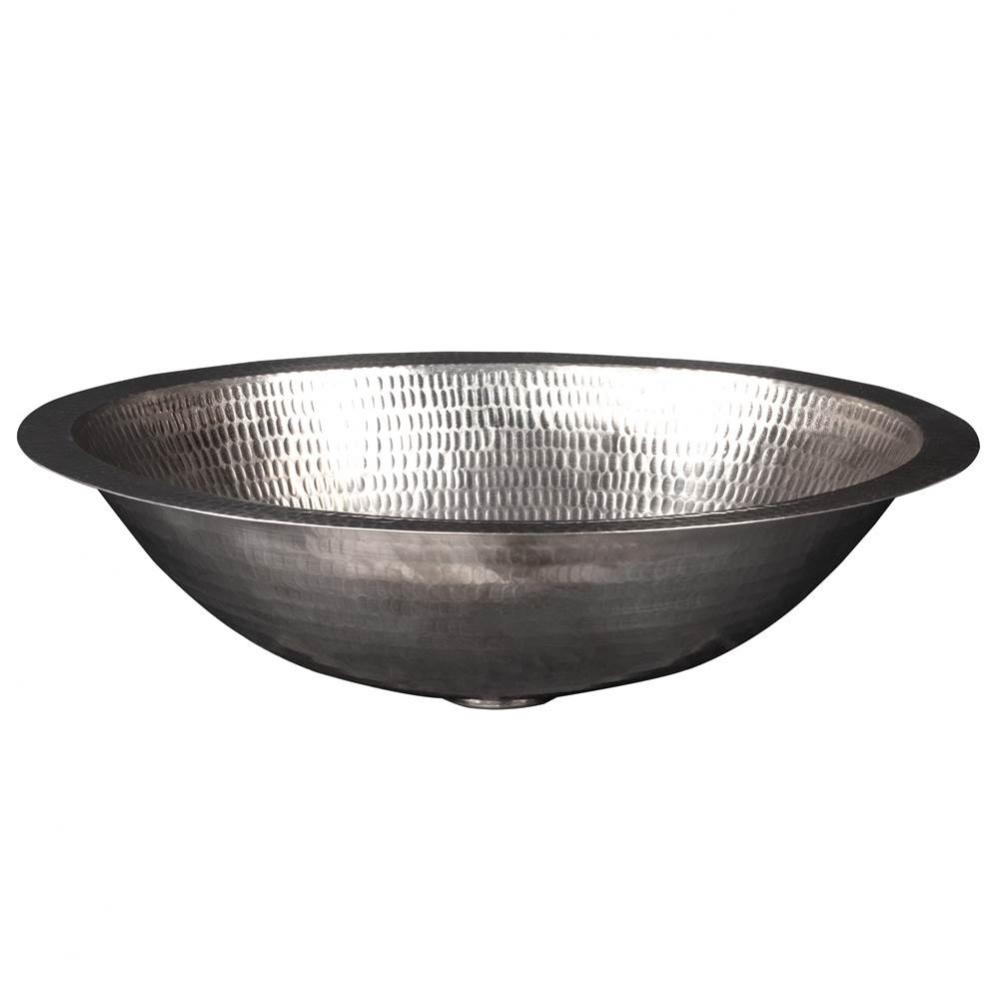 17'' Oval Under Counter Hammered Copper Bathroom Sink in Nickel