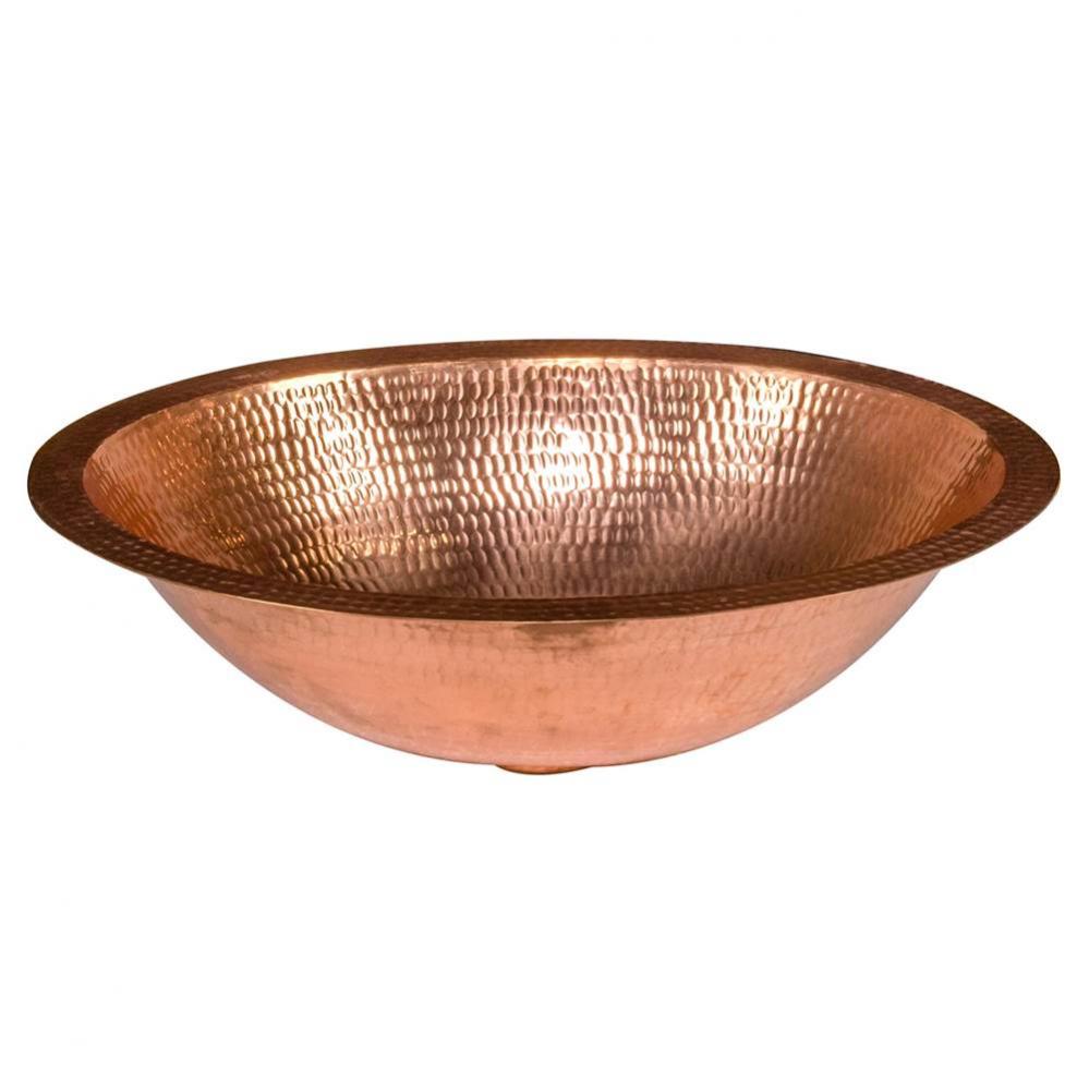 17'' Oval Under Counter Hammered Copper Bathroom Sink in Polished Copper