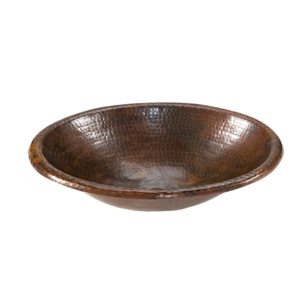 Small Oval Self Rimming Hammered Copper Sink