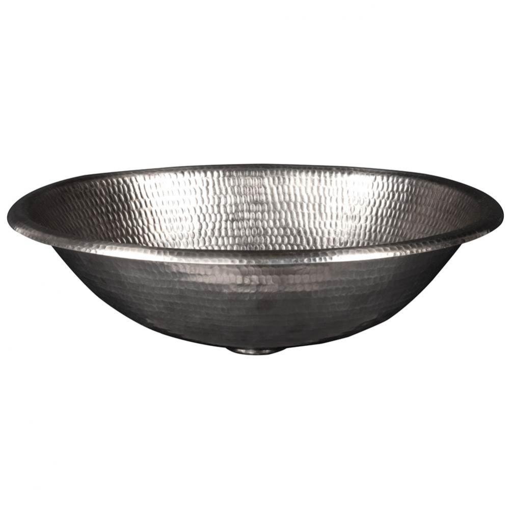 17'' Oval Self Rimming Hammered Copper Bathroom Sink in Nickel