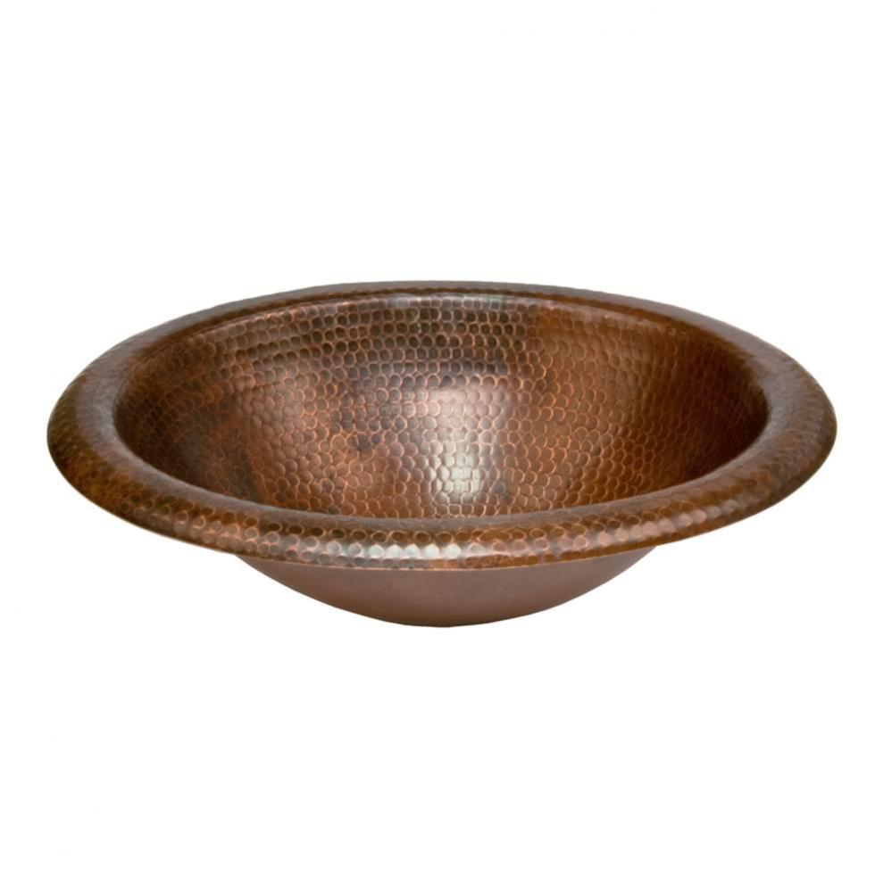 Wide Rim Oval Self Rimming Hammered Copper Sink