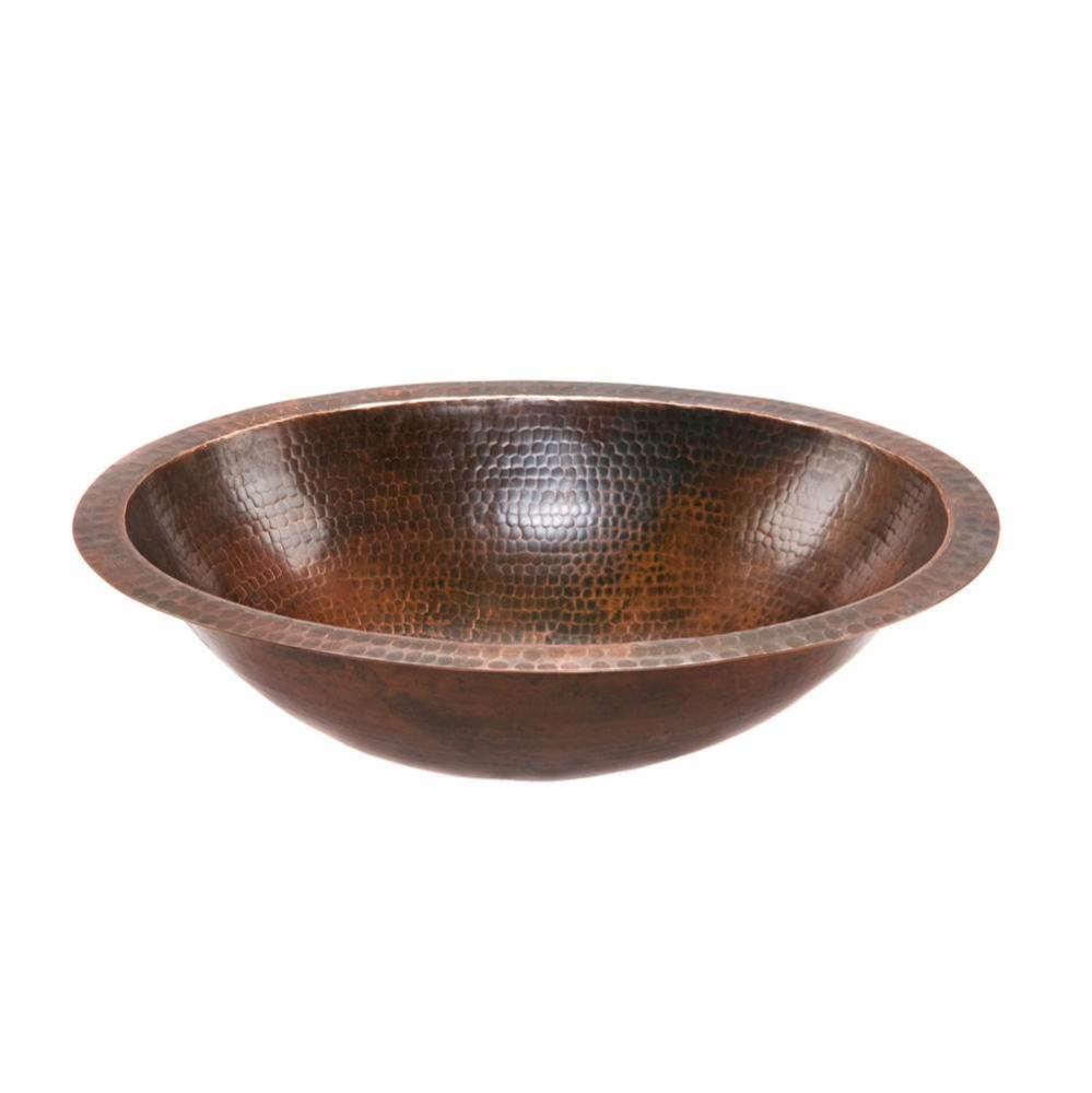 Oval Under Counter Hammered Copper Bathroom Sink