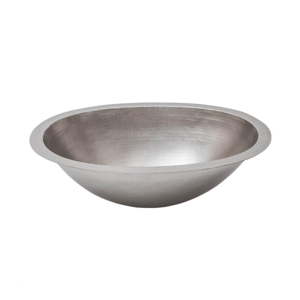 19'' Oval Under Counter Hammered Copper Bathroom Sink in Nickel